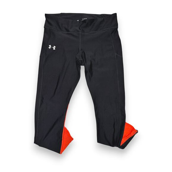 Under Armour Heat-Gear Compression Red Textured Panel Leggings Size XL - Picture 2 of 11